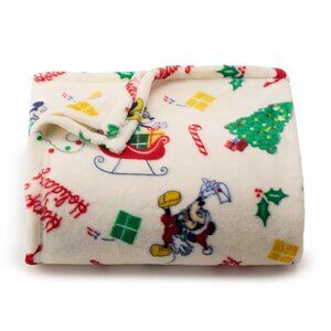 NEW DISNEY MICKEY MOUSE SOFT THROW BLANKET THE BIG ONE HAPPY HOLIDAYS CHRISTMAS